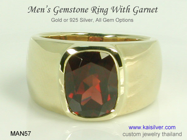 gold ring for men gemstone garnet