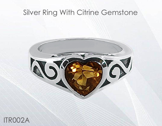 heart ring silver citrine