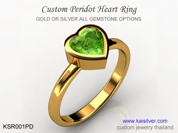 custom ring with peridot gemstone