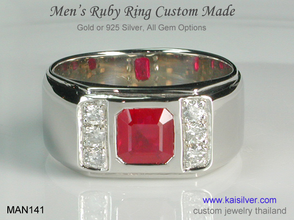 white gold men's ruby ring