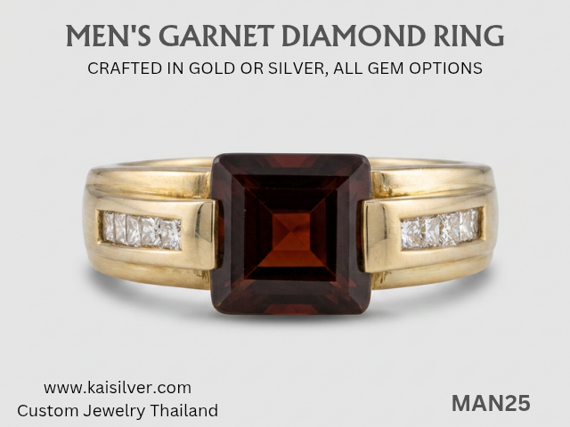 men's garnet ring silver or gold