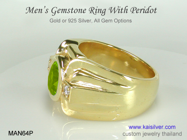 men's gemstone ring peridot