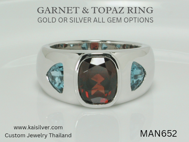 gemstone ring for men in gold or silver