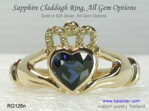 sapphire claddagh ring
