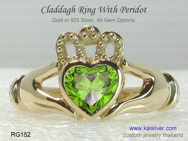 claddagh ring with peridot