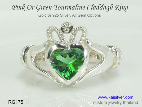 tourmaline ring heart claddagh