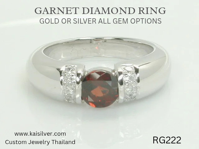 garnet ring made to order diamonds