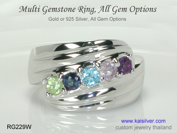 gold ring with multiple gemstones
