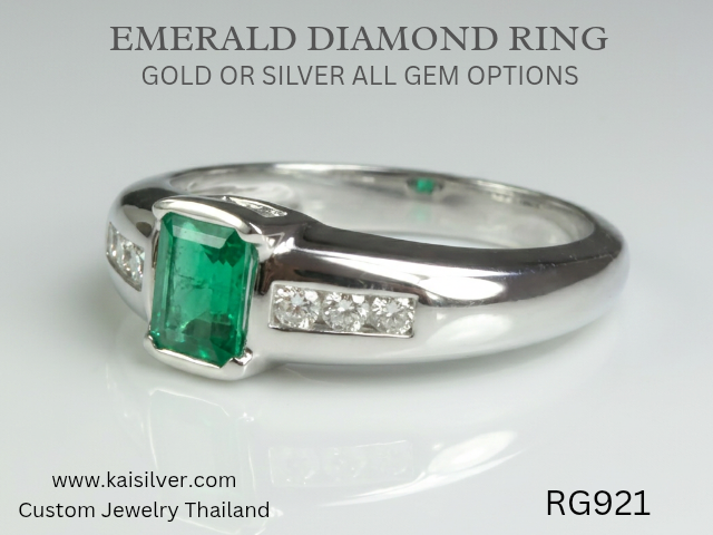 white gold emerald ring